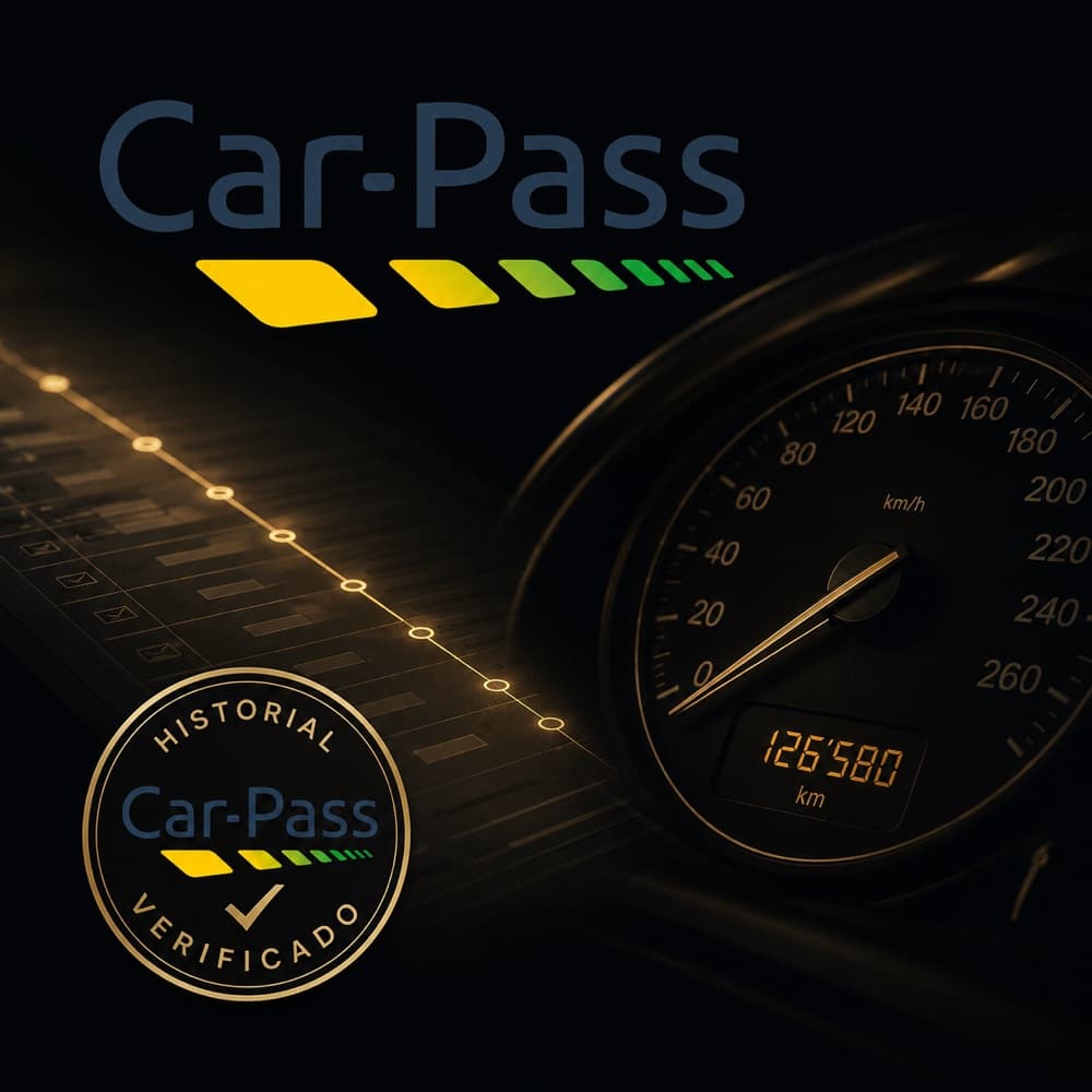Cuentakilómetros de un coche con sello de verificación Car-Pass